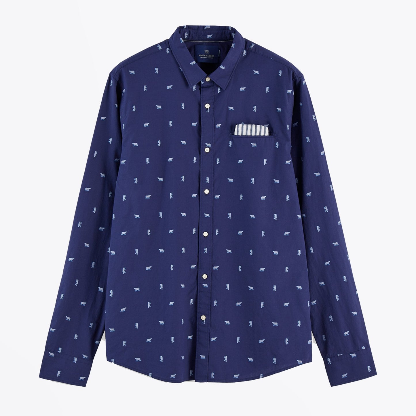 - Embroidered Pocket Shirt - Navy