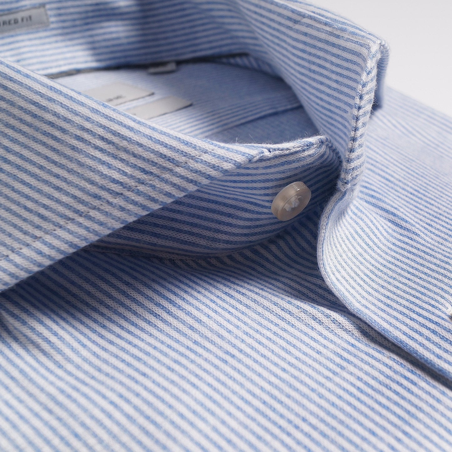 - Cotton Stripe Knitted Shirt - White/Blue