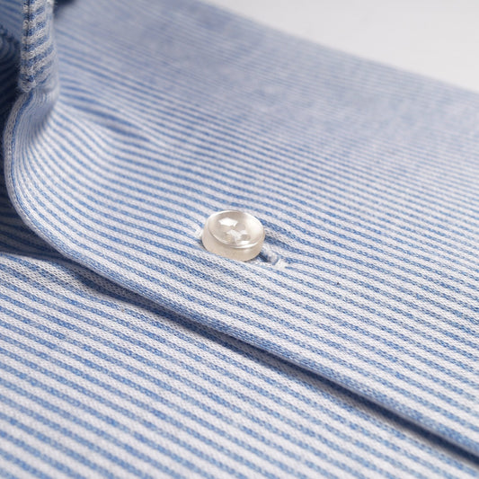 - Cotton Stripe Knitted Shirt - White/Blue