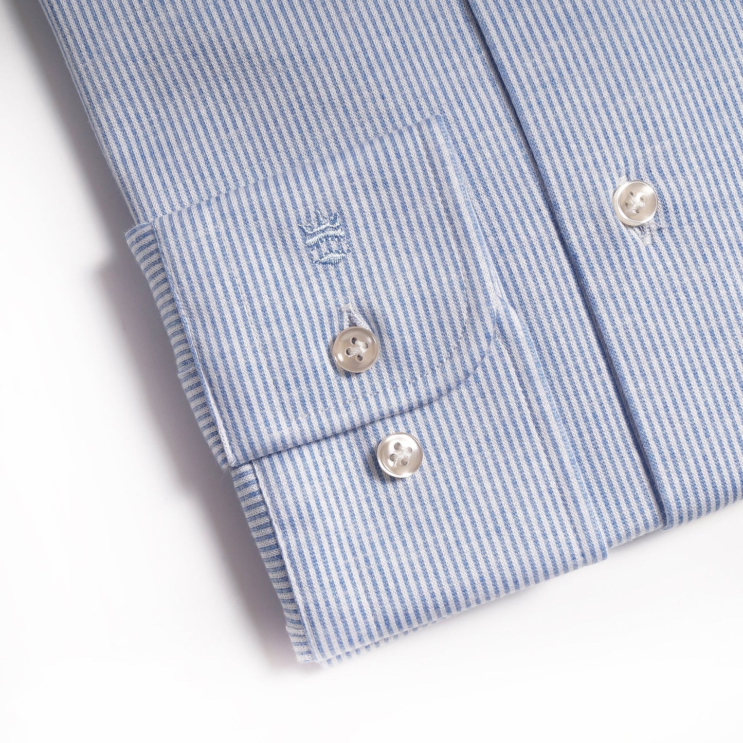 - Cotton Stripe Knitted Shirt - White/Blue
