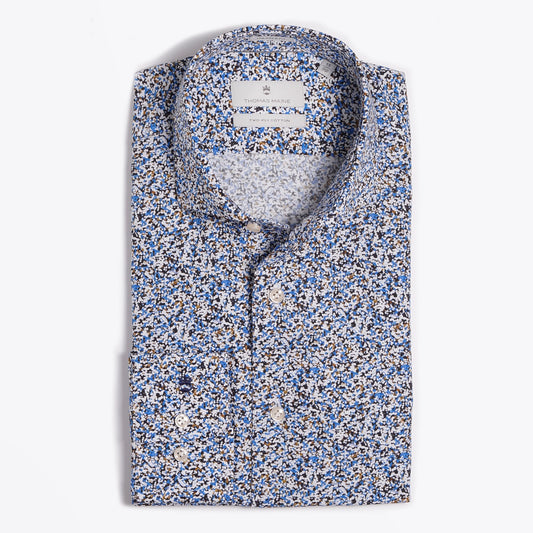 - Abstract Speckled Print Shirt - Blue