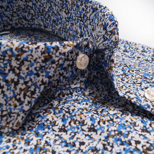 - Abstract Speckled Print Shirt - Blue