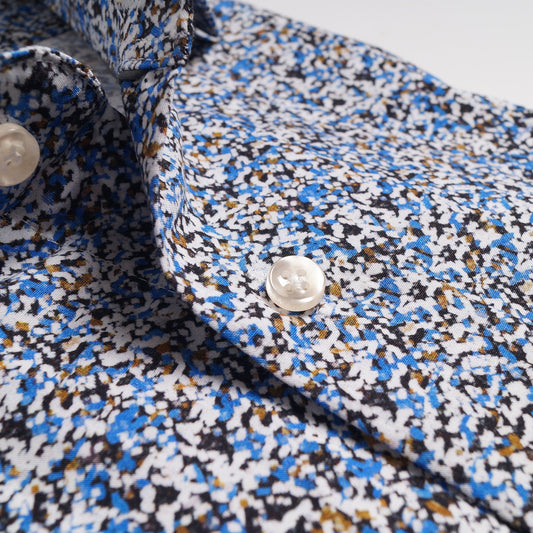 - Abstract Speckled Print Shirt - Blue