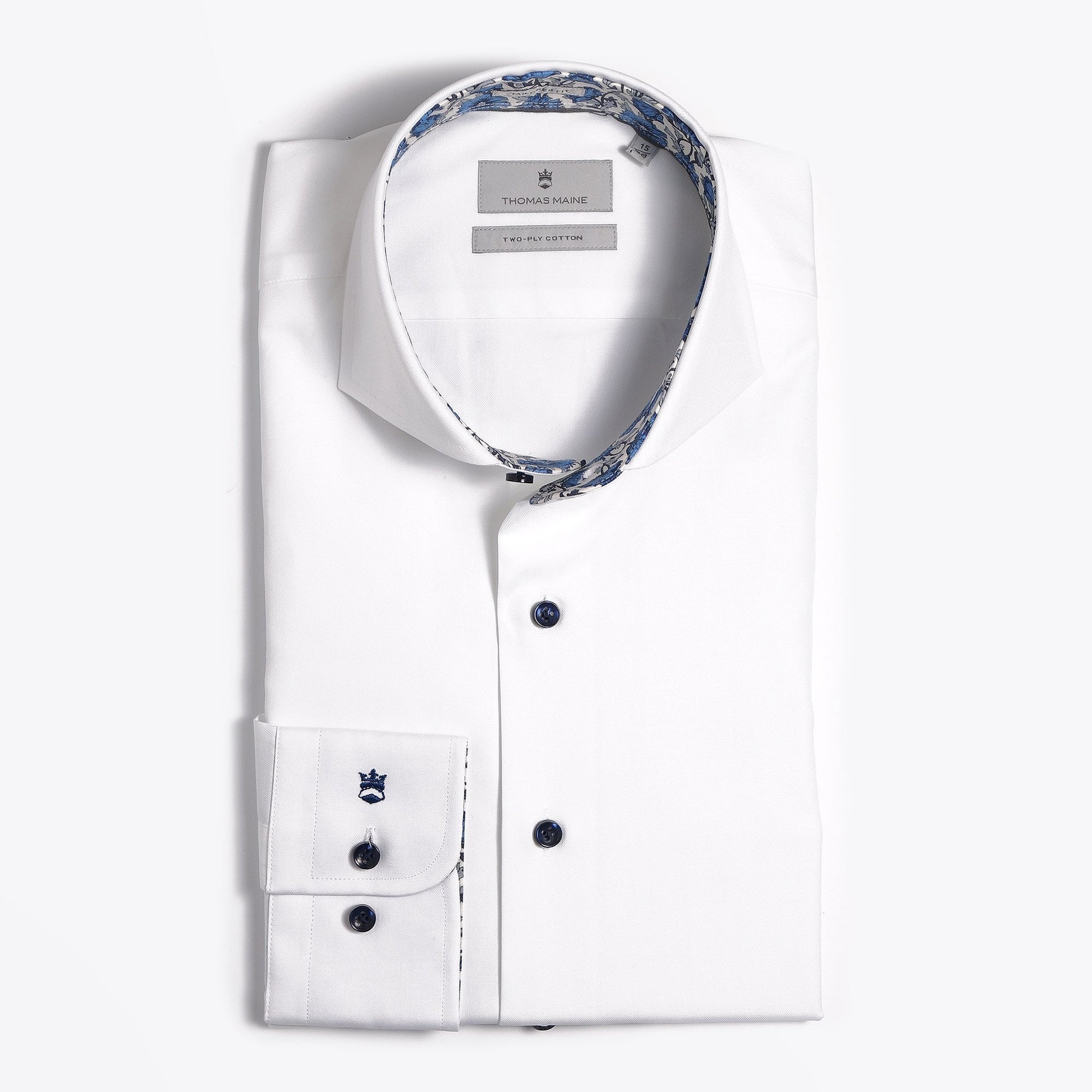 Thomas Floral Trim Insert Shirt - White