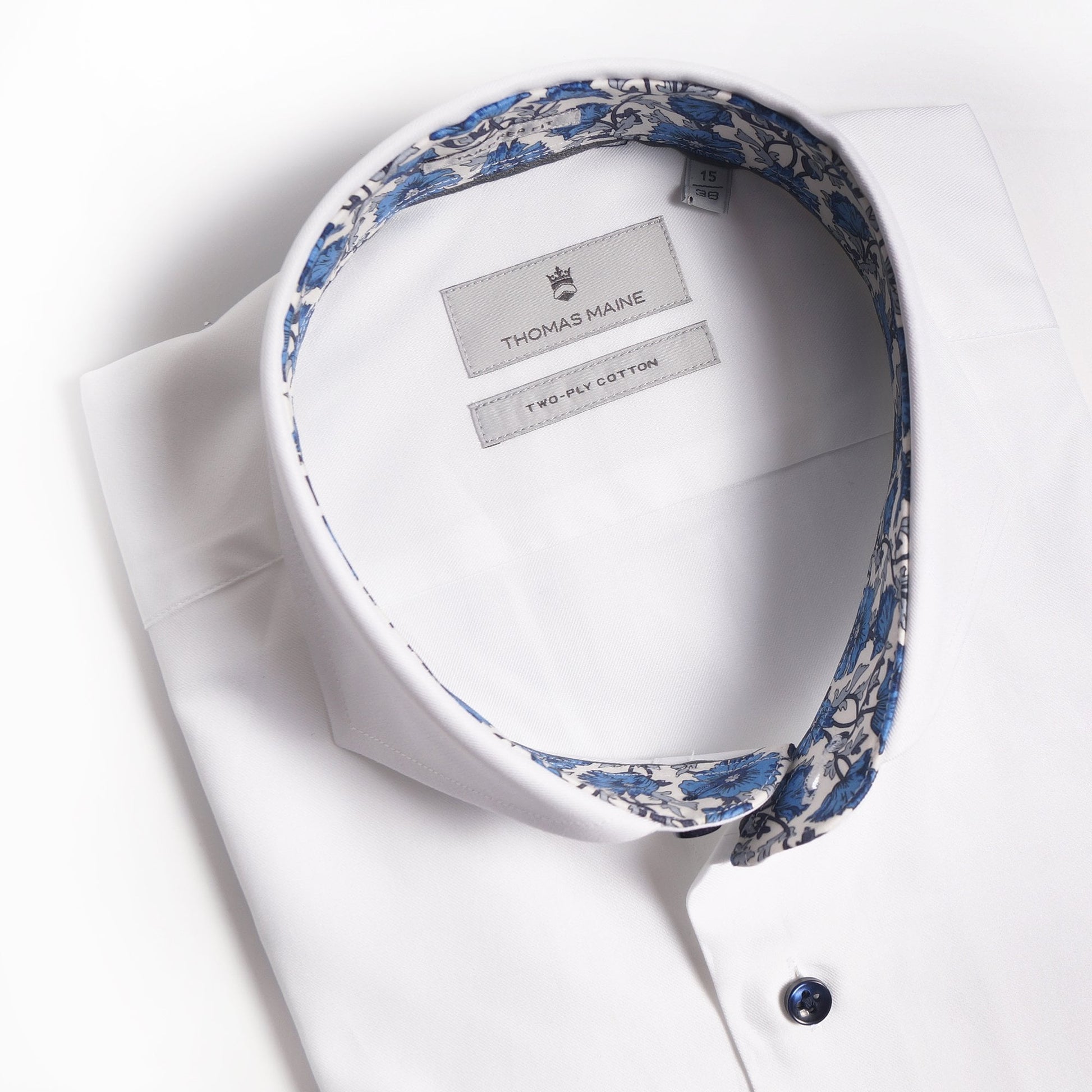 Thomas Floral Trim Insert Shirt - White