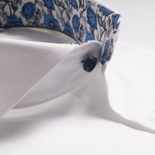 Floral Trim Insert Shirt - White