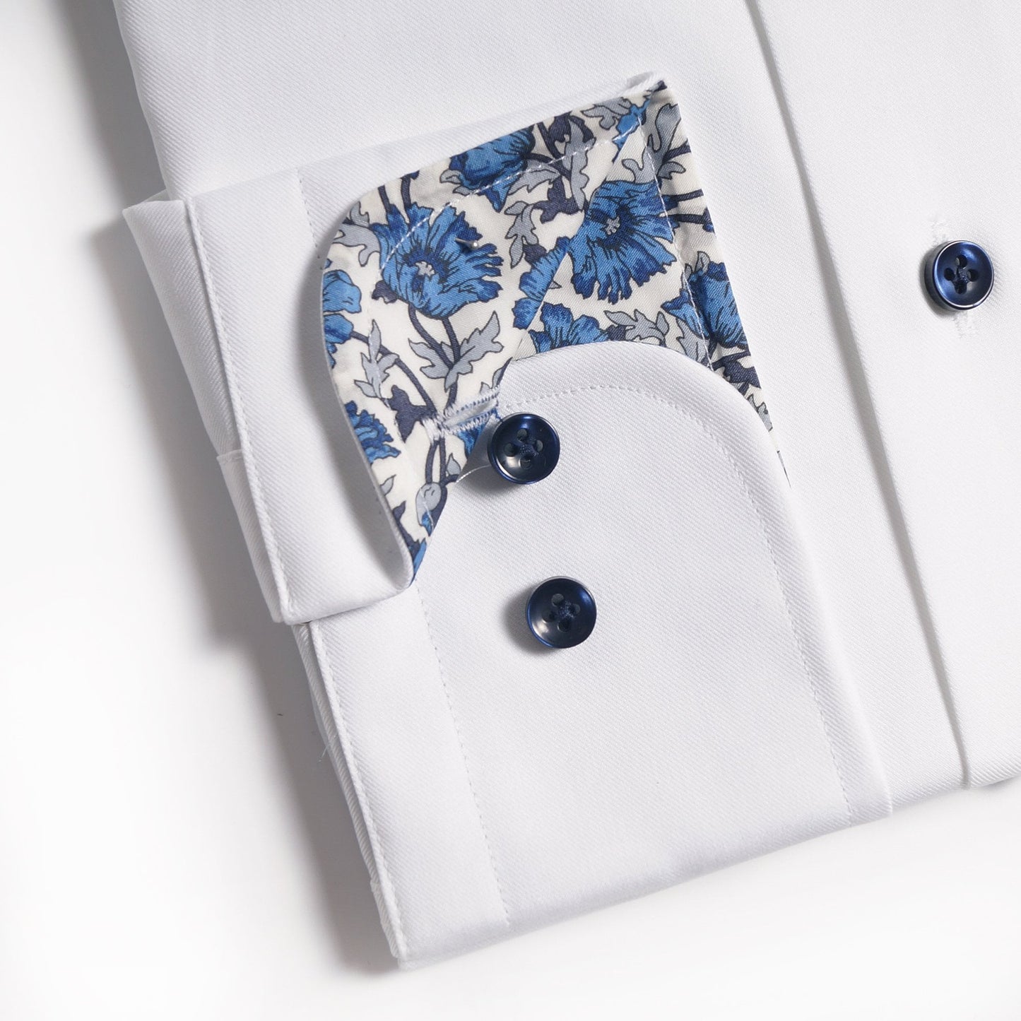 Floral Trim Insert Shirt - White