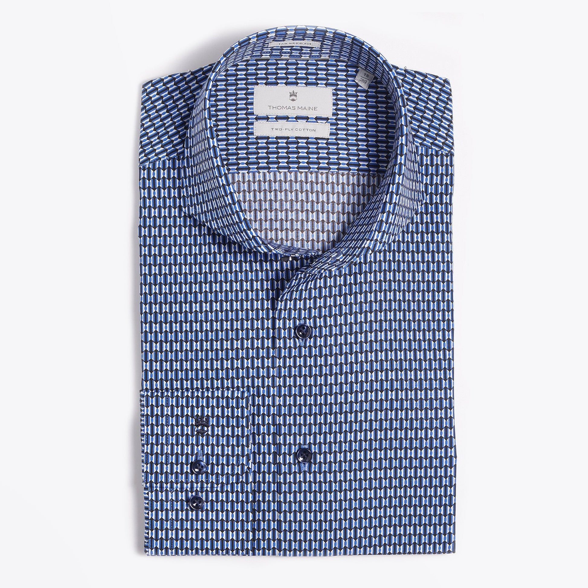 Thomas Geometric Print Shirt - Blue