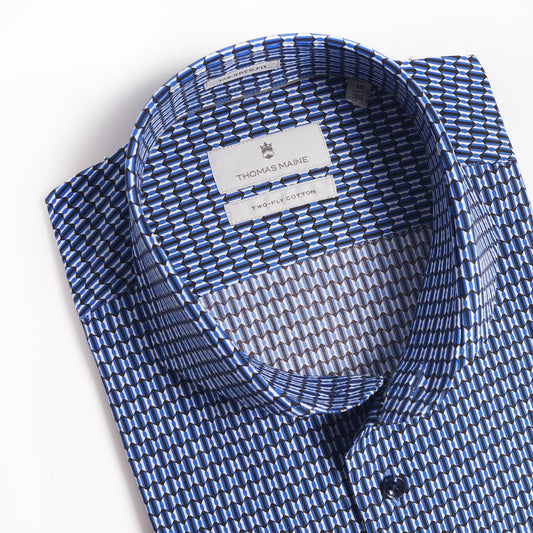 Geometric Print Shirt - Blue