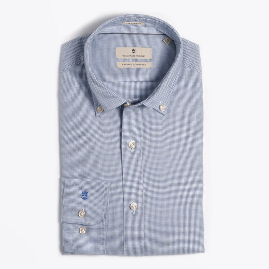 - Button-Down Houndstooth Shirt - Blue