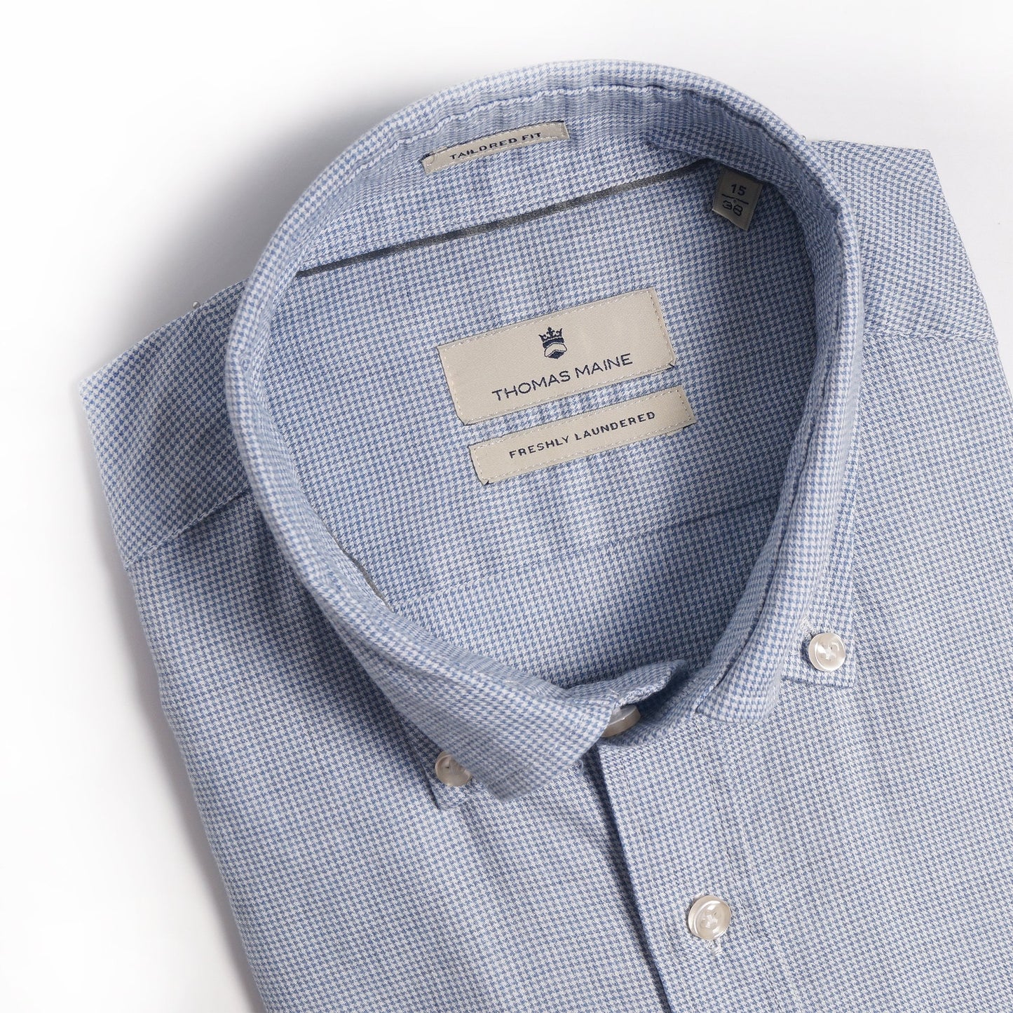 - Button-Down Houndstooth Shirt - Blue