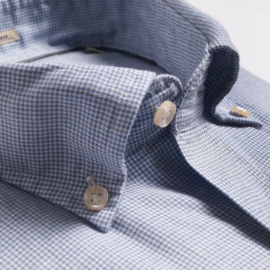 - Button-Down Houndstooth Shirt - Blue