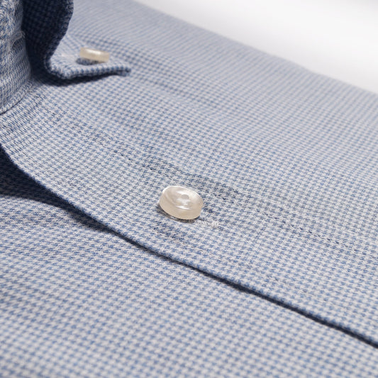 - Button-Down Houndstooth Shirt - Blue