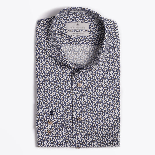 Floral Print Shirt - Navy