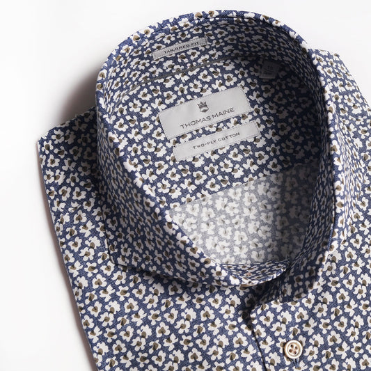 Floral Print Shirt - Navy