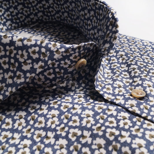 Floral Print Shirt - Navy