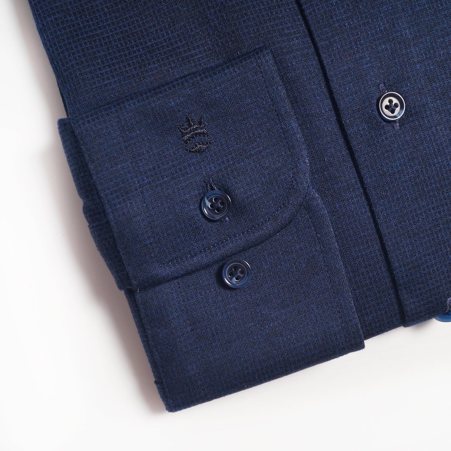 Knitted Mini Check Shirt - Navy