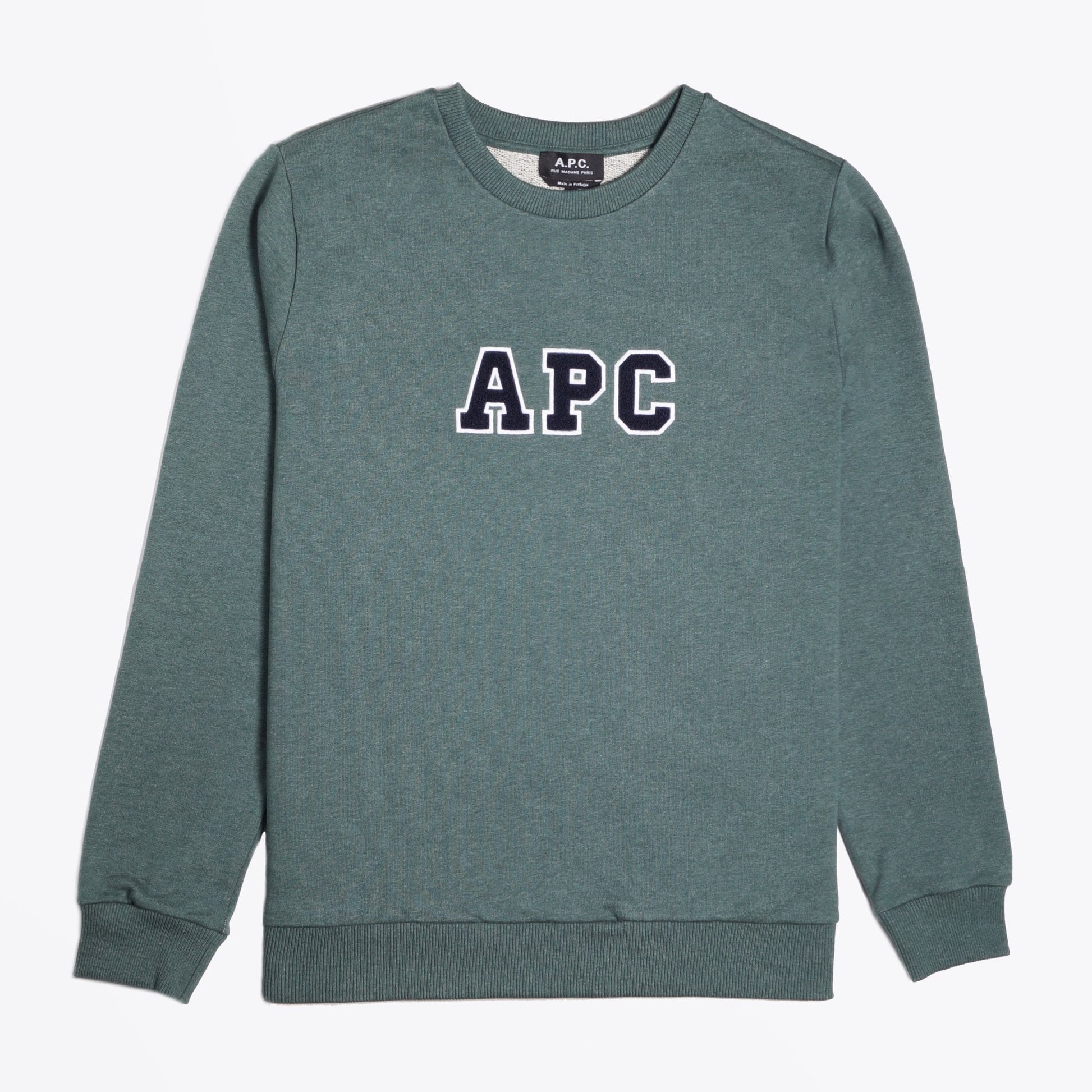 A.P.C. Malcolm - Collage Logo Sweater - Green Marl