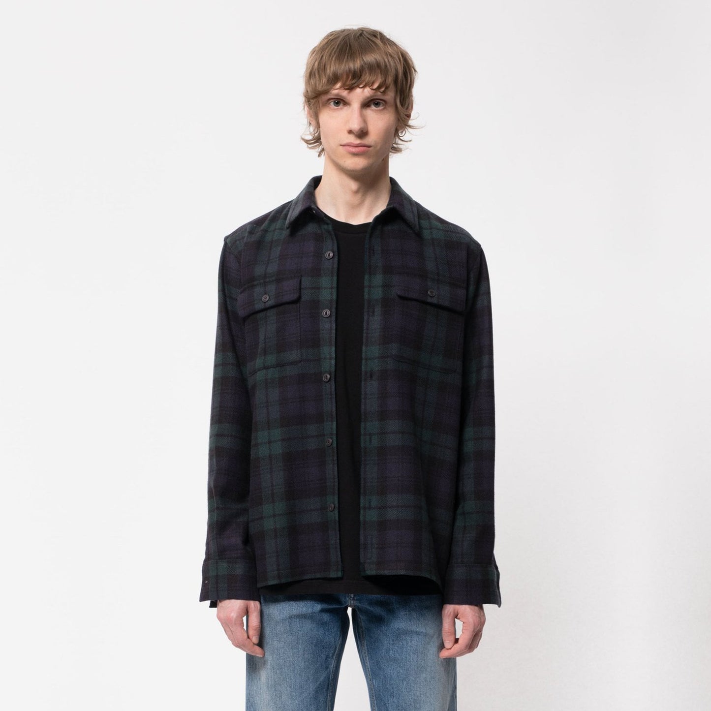 - Wool Checked Shirt - Black/Green