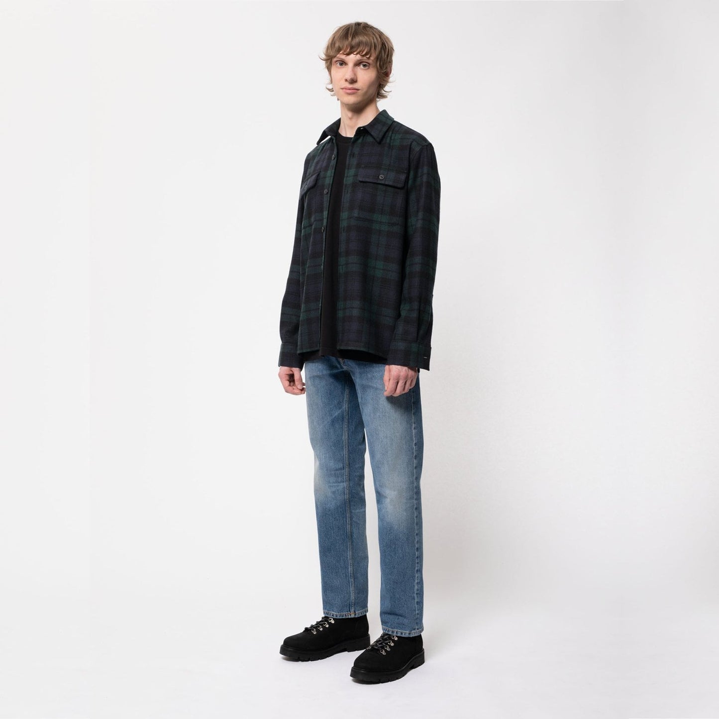 - Wool Checked Shirt - Black/Green