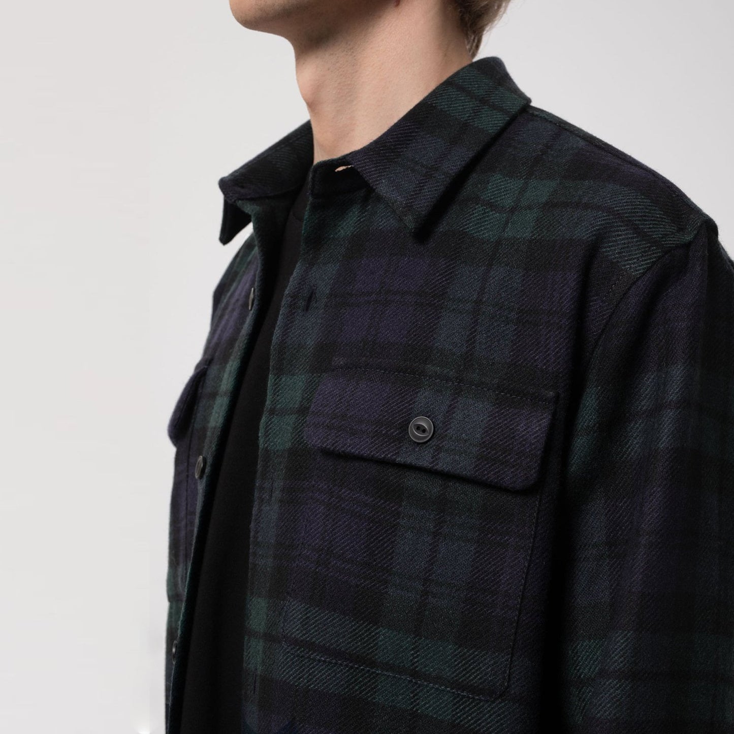- Wool Checked Shirt - Black/Green