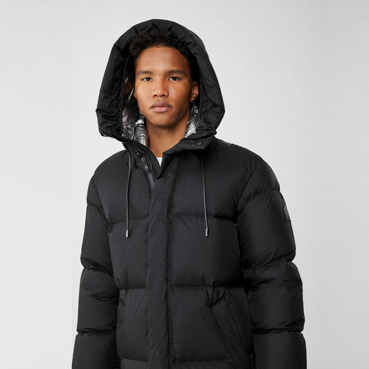 - Elio - Maxi Down Coat With Pillow Collar - Black