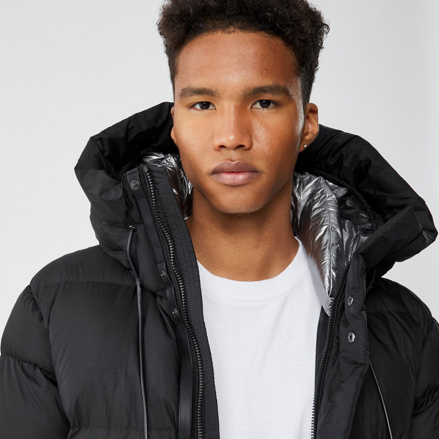 - Elio - Maxi Down Coat With Pillow Collar - Black