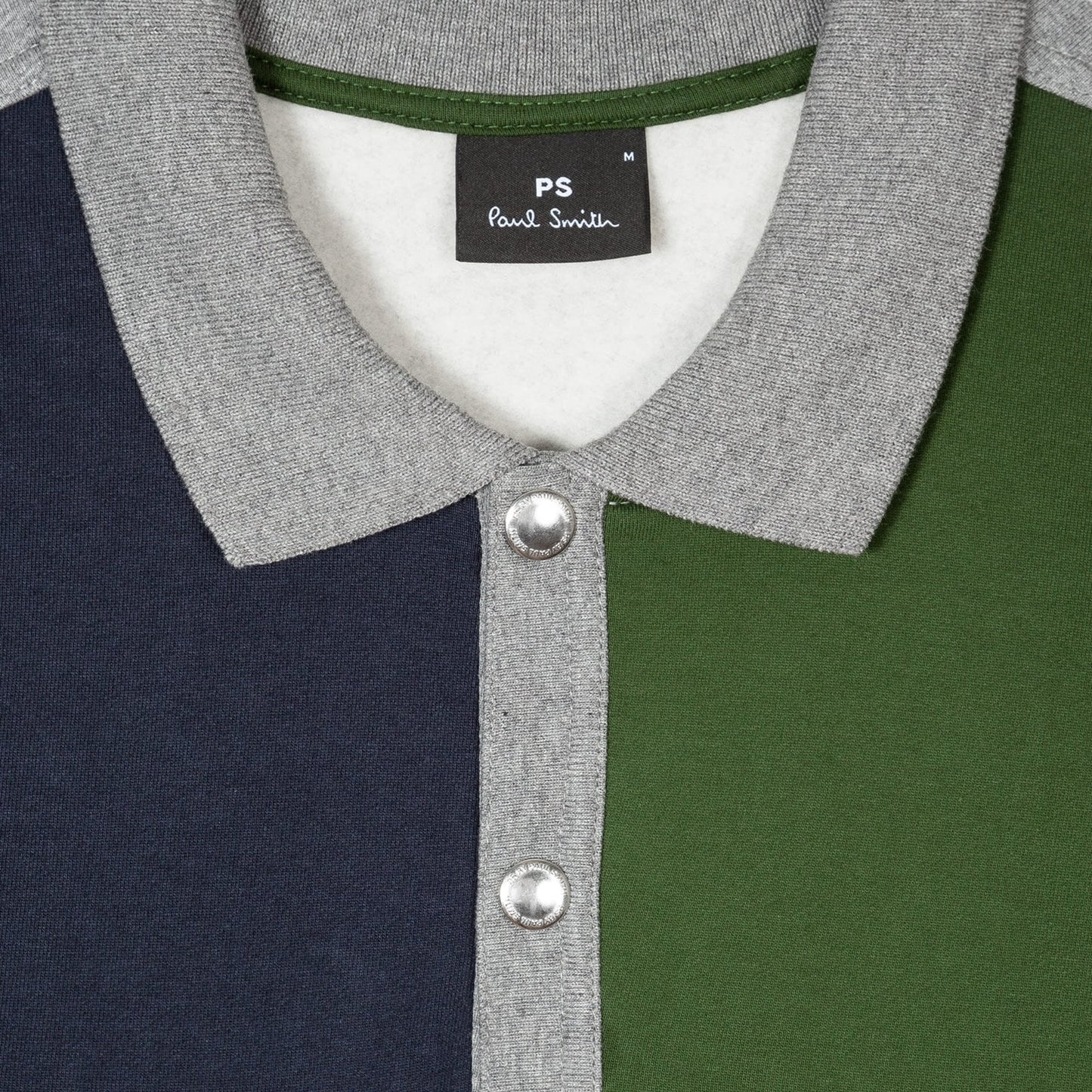 - Colour-Block Collared Sweatshirt - Grey