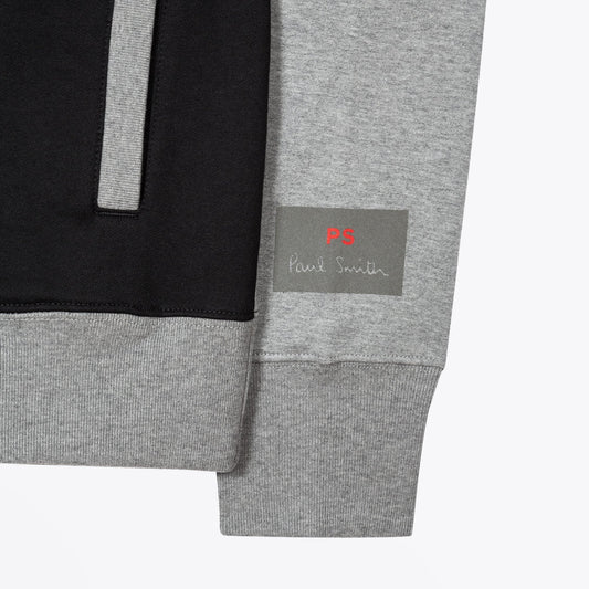 - Colour-Block Collared Sweatshirt - Grey