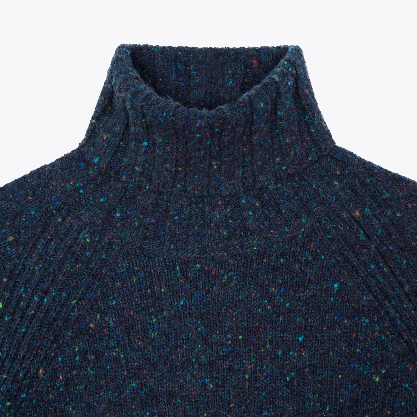Flecked Funnel Neck Sweater - Dark Navy
