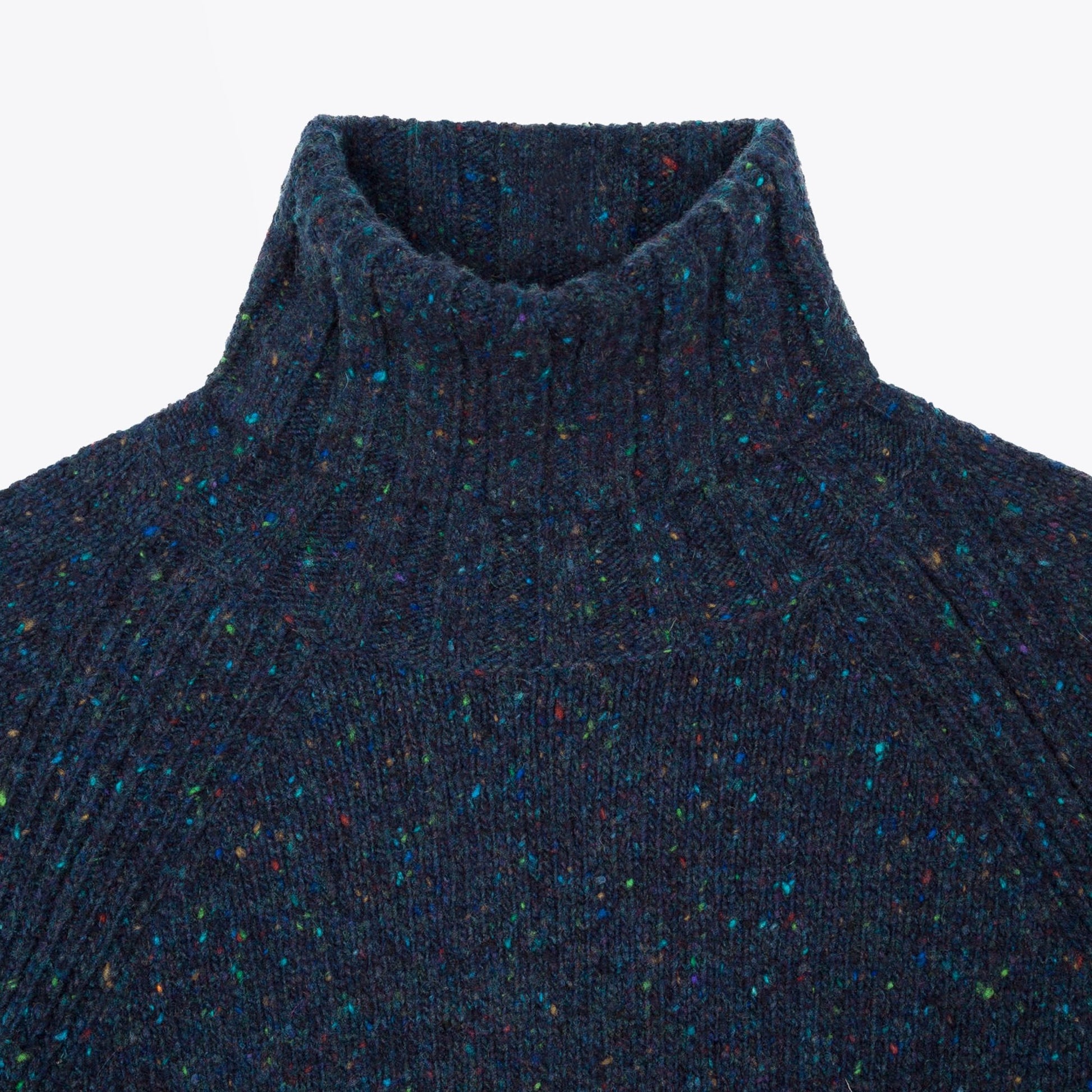 Paul Flecked Funnel Neck Sweater - Dark Navy
