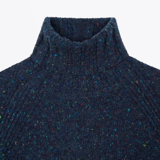 Flecked Funnel Neck Sweater - Dark Navy