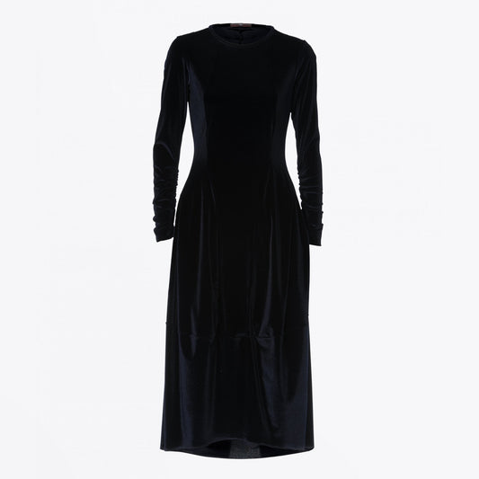 - At Length - Stretch Velvet Balloon Dress - Navy