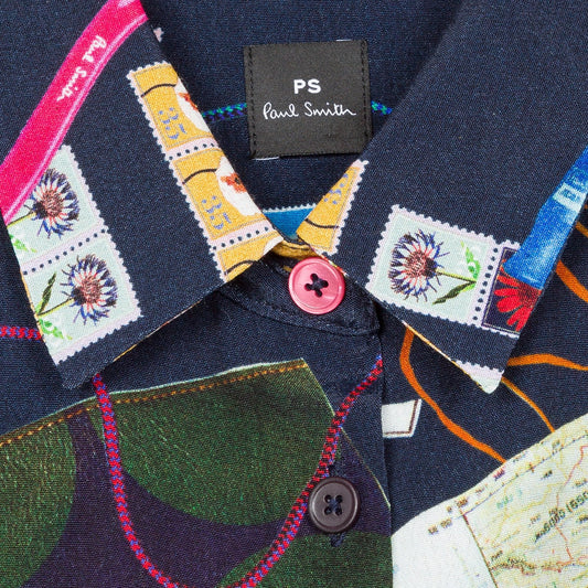 - 'Archive' Print Shirt - Navy/Multi