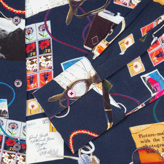 - 'Archive' Print Shirt - Navy/Multi