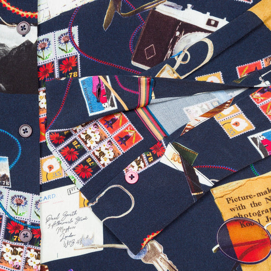 - 'Archive' Print Shirt - Navy/Multi