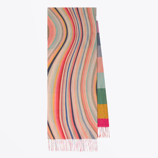 - Double-Sided Wool 'Swirl' Scarf - Multi