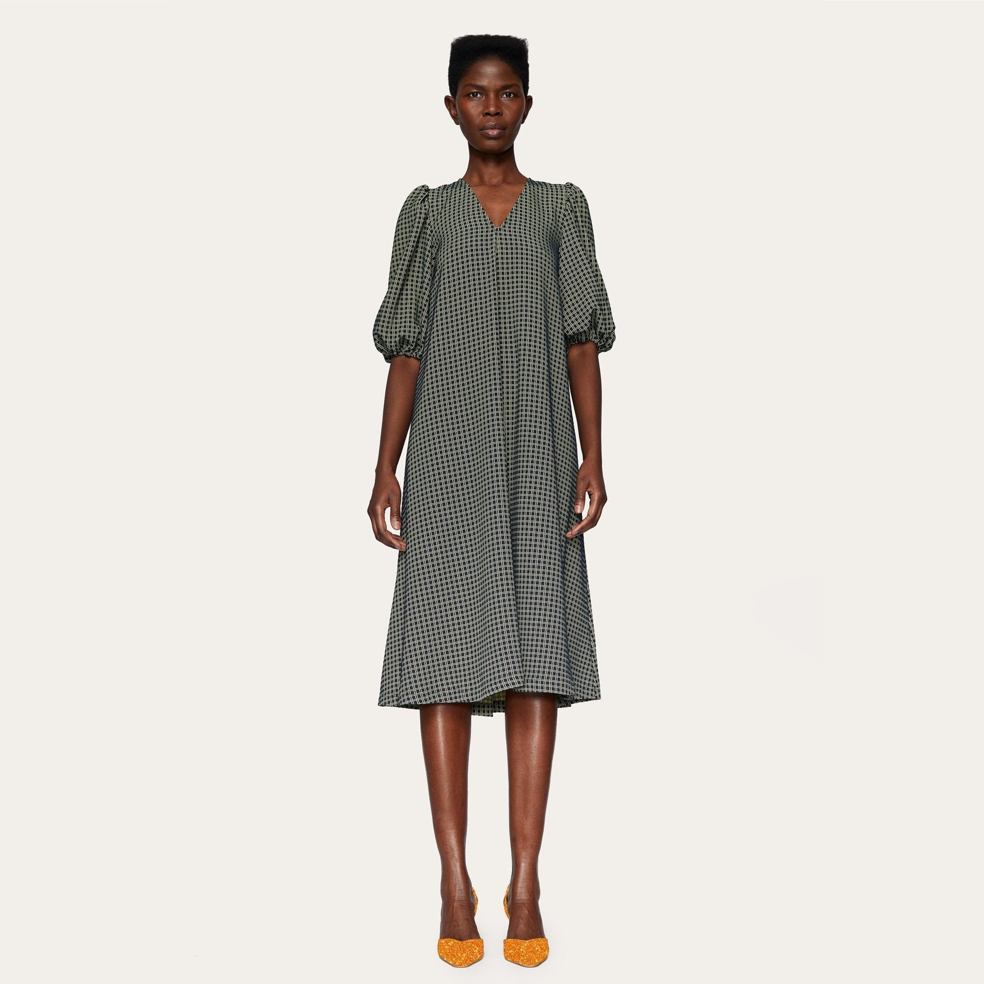 Stine Mavelin Grid Print Dress - Green