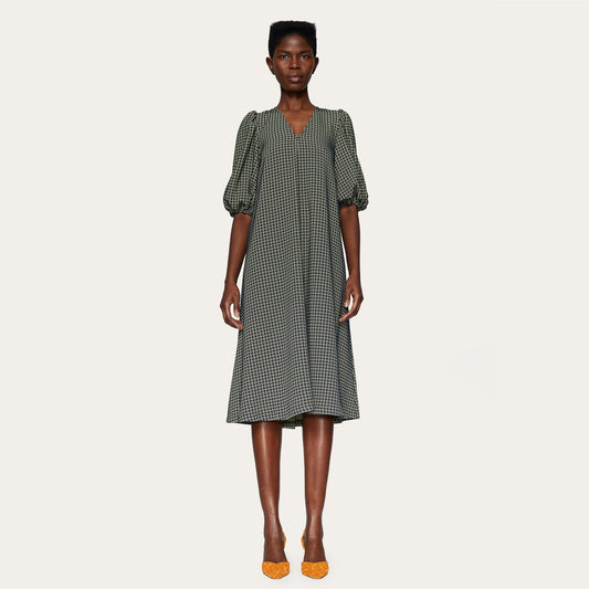 Mavelin Grid Print Dress - Green