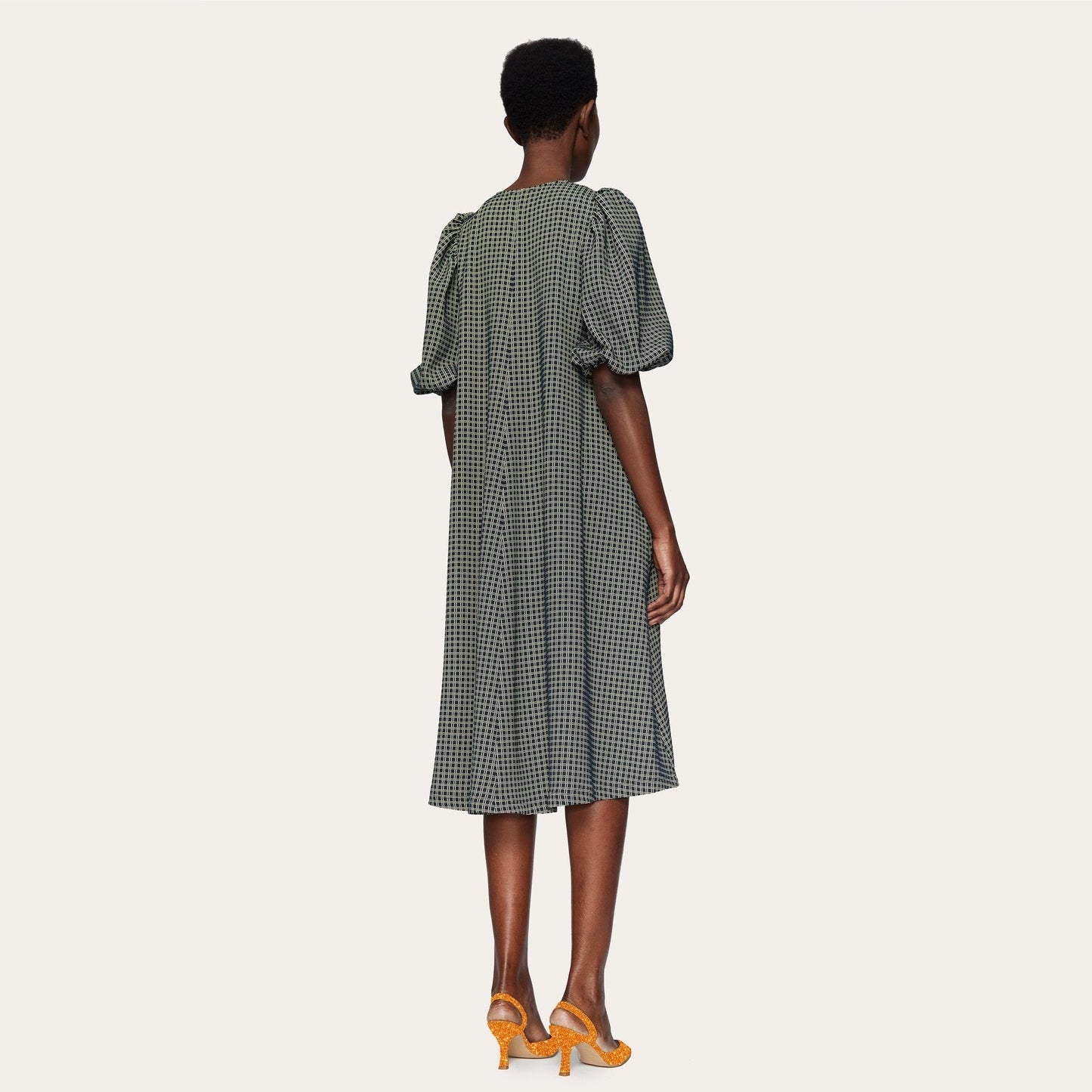 Mavelin Grid Print Dress - Green