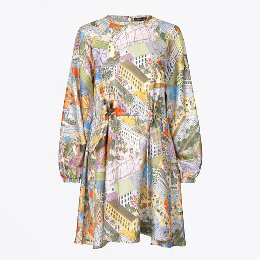 - Coco Silk City Print Dress - Multi