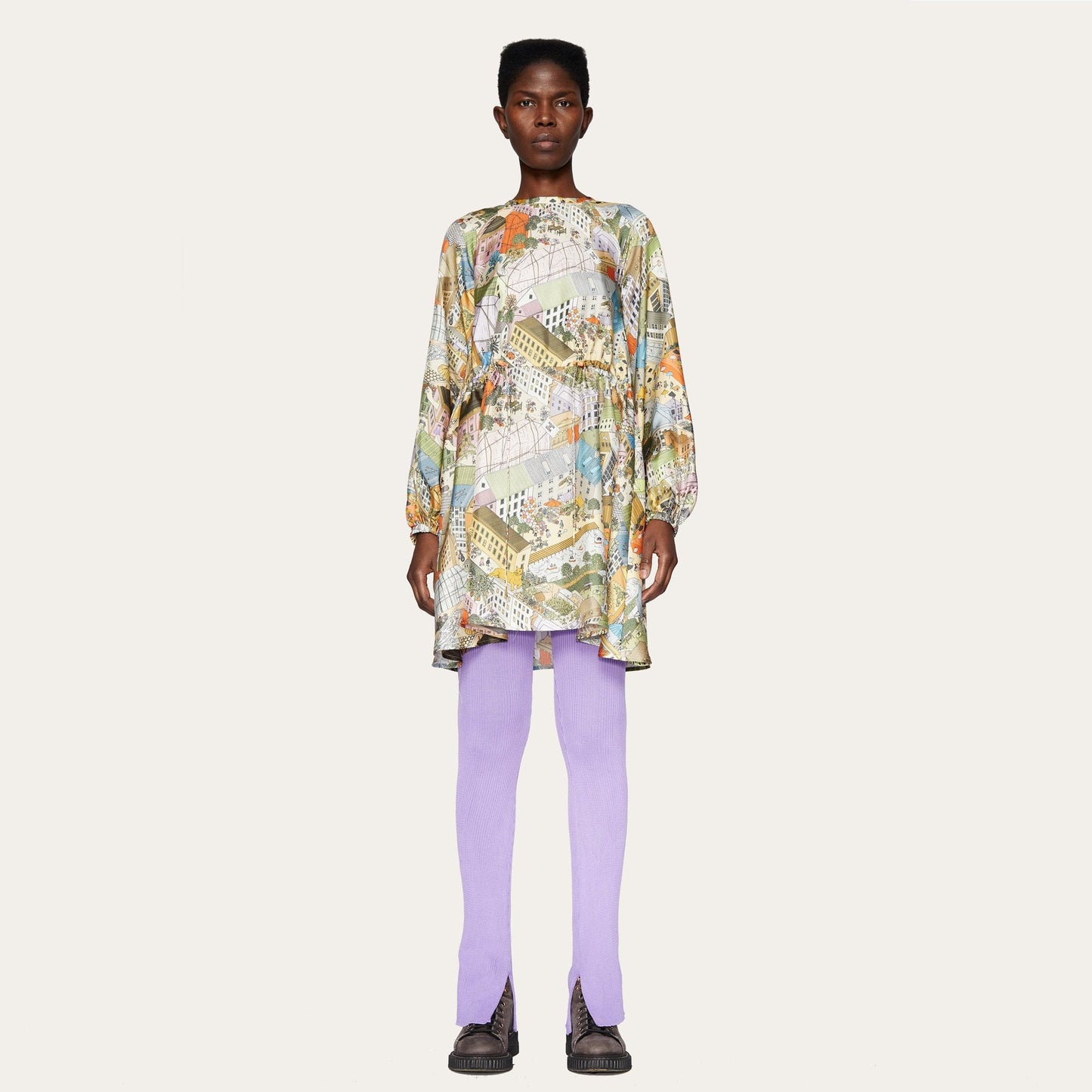 - Coco Silk City Print Dress - Multi