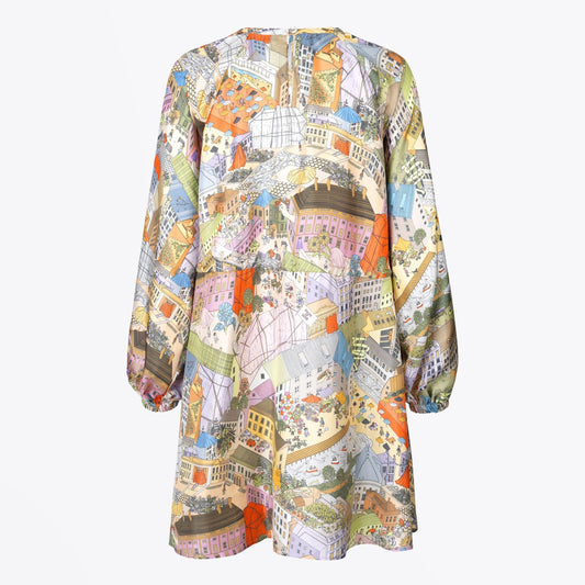 - Coco Silk City Print Dress - Multi