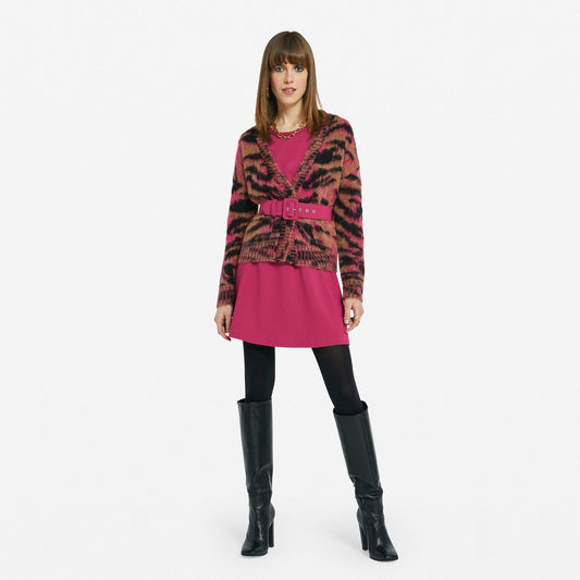 - Animal Print Cardigan - Pink