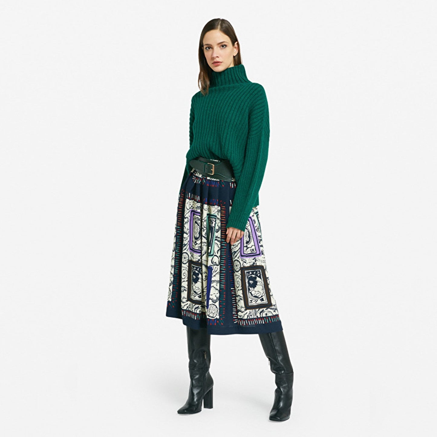 Wool-Blend Flared Jumper - Green