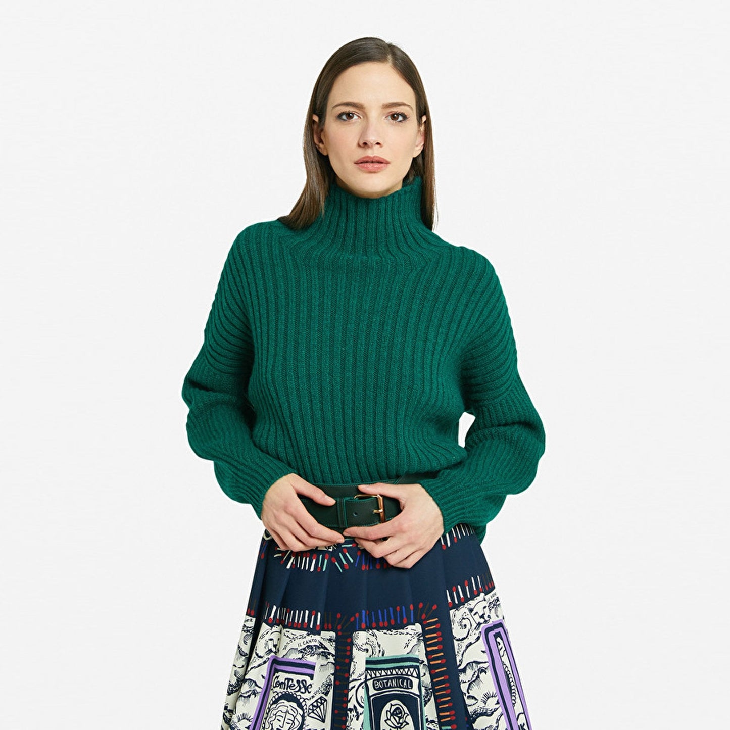 Wool-Blend Flared Jumper - Green