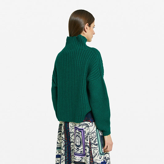 Wool-Blend Flared Jumper - Green