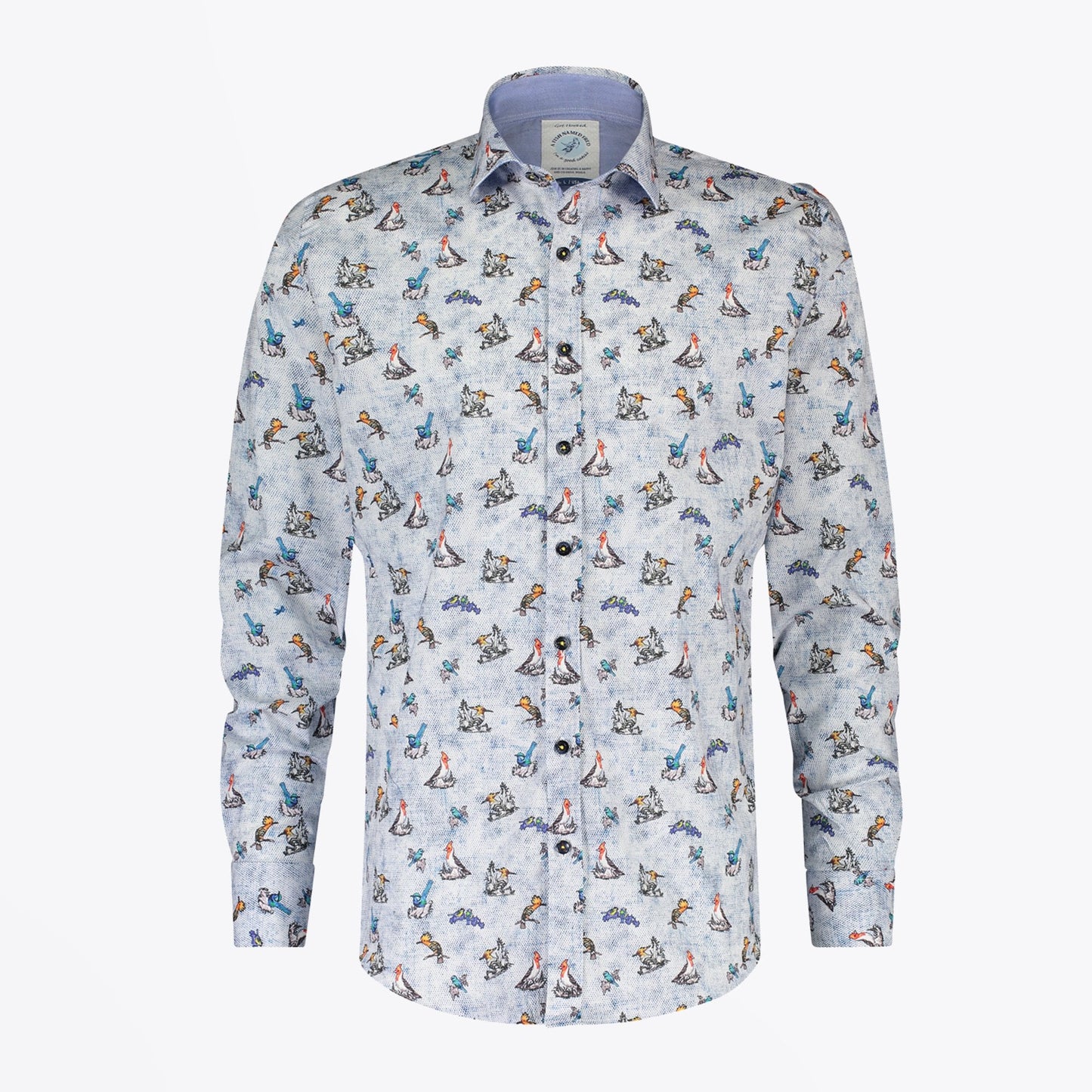 Multi Bird Print Shirt - Blue/Multi