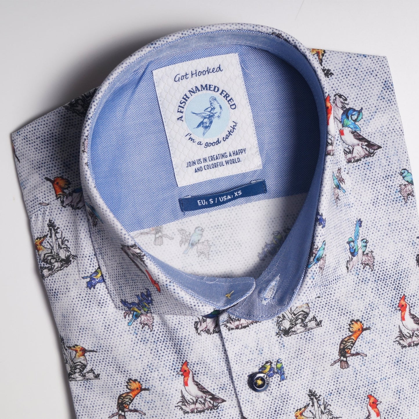 Multi Bird Print Shirt - Blue/Multi