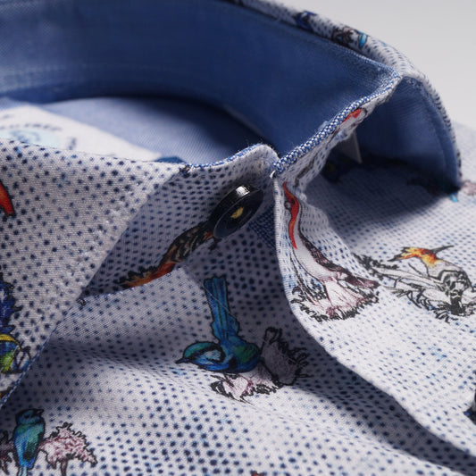 Multi Bird Print Shirt - Blue/Multi